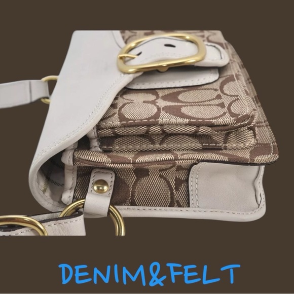 COACH Brown/White Monogram Canvas/Leather Signature Shoulder/Cross Body Bag 👜👜 - Picture 4 of 16